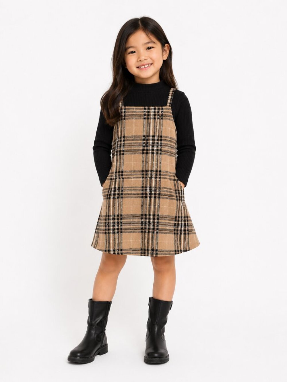 Lulurain dress - plaid black and brown - 6 years old